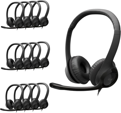 Logitech H390 Gaming Headphones, Wired Headphones with Mic, USB Headset with Microphone for PC, Noise Cancelling Microphone for Video Meetings, Music, Gaming - Black