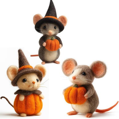 Adorable Halloween Pumpkin Mouse with Witch Hat,Halloween Felt Mouse Ornament,Handmade Wool Felt Pumpkin Witch Mouse,Needle Felted Pumpkins Animals Decoration,Home Decor Gifts