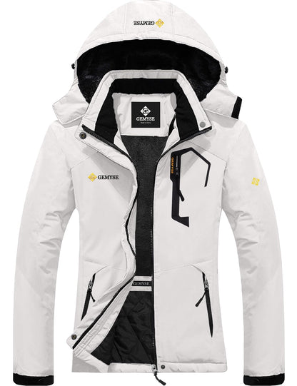 GEMYSE Women's Ski Snow Jacket Warm Winter Waterproof Coat Snowboard Rain Jacket Hooded Windproof Windbreaker