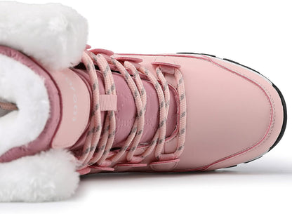 COOJOY Womens Winter Snow Boots Waterproof Shoes Walking Comfortable Hiking Tennis Booties Furry Mid Calf Warm Lightweight