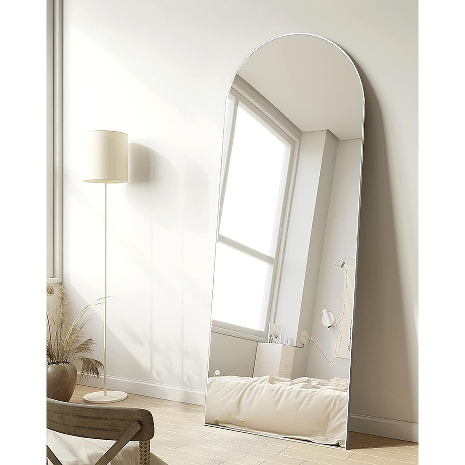 TinyTimes 64''x21'' Arched Full Length Mirror with Stand, Full Body Mirror, Mirrors Full Length Floor Freestanding, Wall Mounted Mirrors for Bedroom Living Room Cloakroom (Gold)