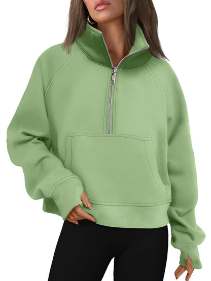 AUTOMET Womens Sweatshirts Half Zip Cropped Pullover Fleece Quarter Zipper Hoodies 2025 Fall Fashion Outfits Clothes