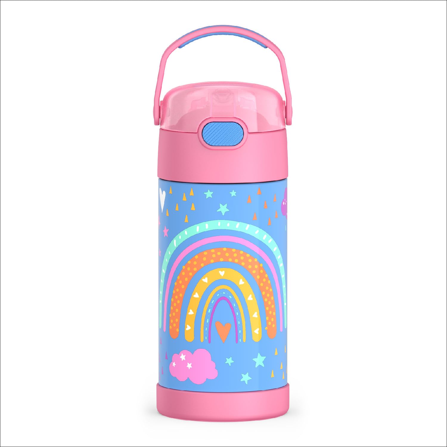 THERMOS FUNTAINER Water Bottle with Straw - 12 Ounce - Kids Stainless Steel Vacuum Insulated Water Bottle with Lid, Mod Flowers