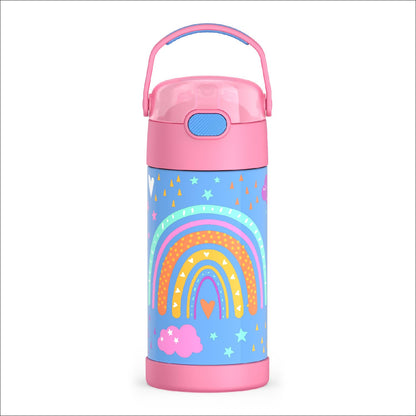 THERMOS FUNTAINER Water Bottle with Straw - 12 Ounce - Kids Stainless Steel Vacuum Insulated Water Bottle with Lid, Mod Flowers