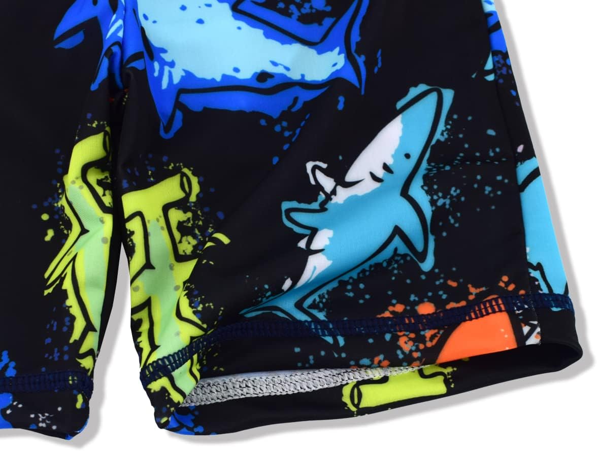 Boys Two Piece Rash Guard Swimsuits Kids Short Sleeve Sunsuit Swimwear Sets