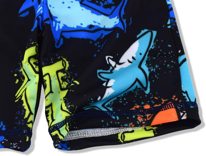 Boys Two Piece Rash Guard Swimsuits Kids Short Sleeve Sunsuit Swimwear Sets