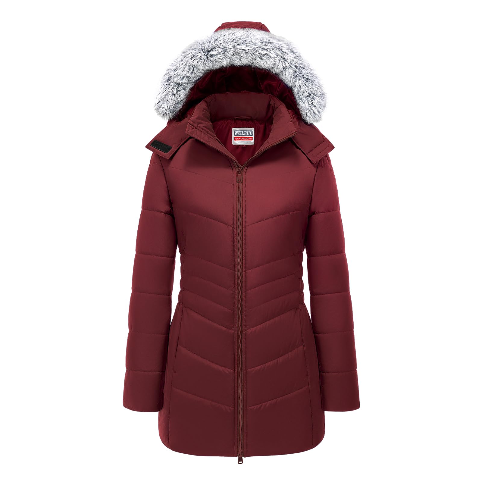 WULFUL Women's Winter Coats Long Warm Thicken Puffer Jackets Outwear With Removable Fur Hood