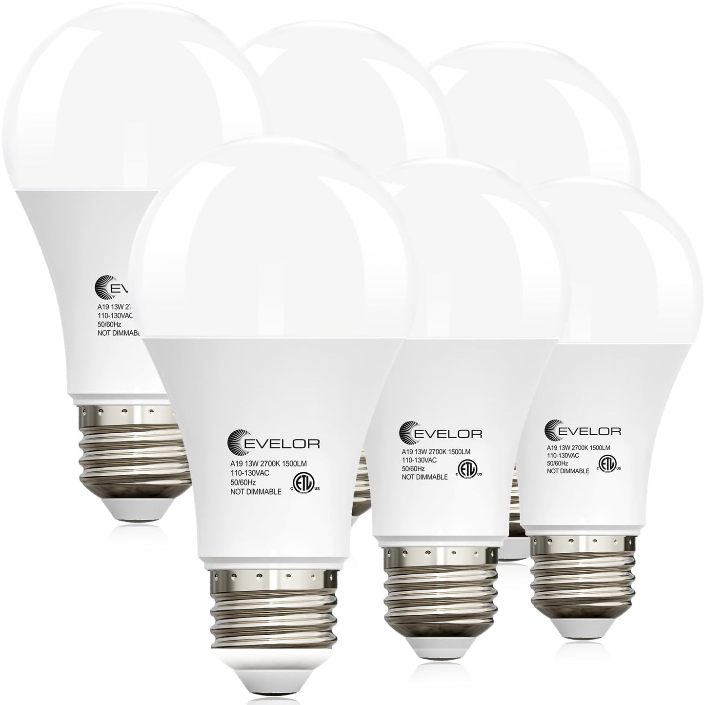 6-Pack A19 LED Light Bulbs,60 Watt Equivalent Daylight 5000K with E26 Base,Efficient 9W,800 Lumens Non-Dimmable LED Bulbs,15000 Hours, Ideal for Bedroom Living Room