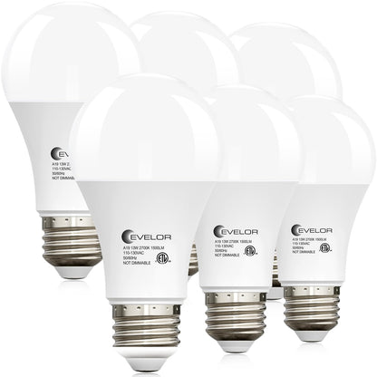 6-Pack A19 LED Light Bulbs,60 Watt Equivalent Daylight 5000K with E26 Base,Efficient 9W,800 Lumens Non-Dimmable LED Bulbs,15000 Hours, Ideal for Bedroom Living Room
