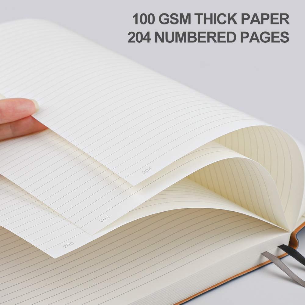 B5 College Ruled Notebook Softcover Journals(2-Pack)- AHGXG Large Composition Notebook 7.6 x 10 inch with Thick 100gsm Lined Paper, Total 408 Numbered Pages, Black Black