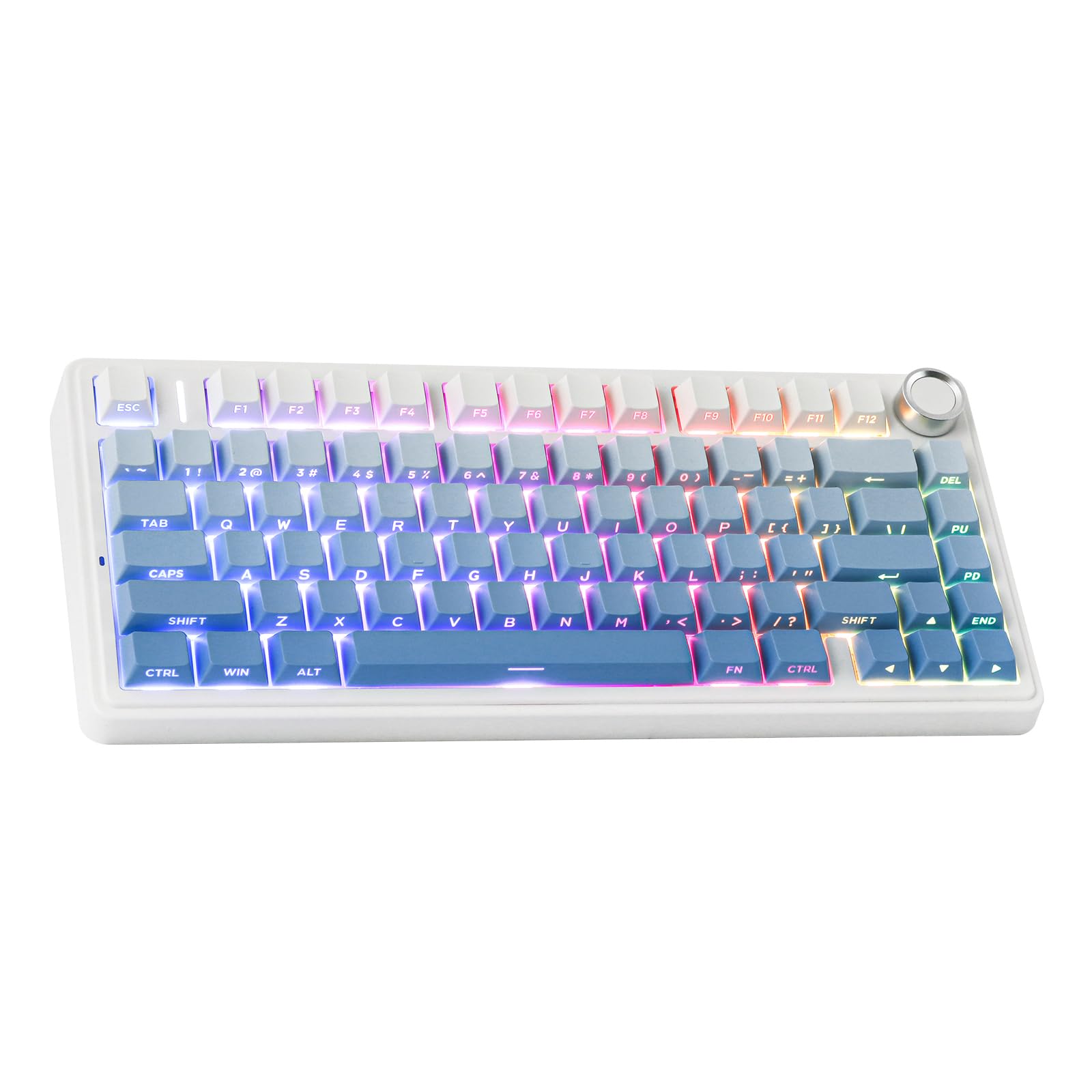 EPOMAKER x Aula F75 Gasket Mechanical Keyboard, 75% Wireless Hot Swappable Gaming Keyboard with Five-Layer Padding&Knob, Bluetooth/2.4GHz/USB-C, RGB (Light Blue, LEOBOG Reaper Switch)