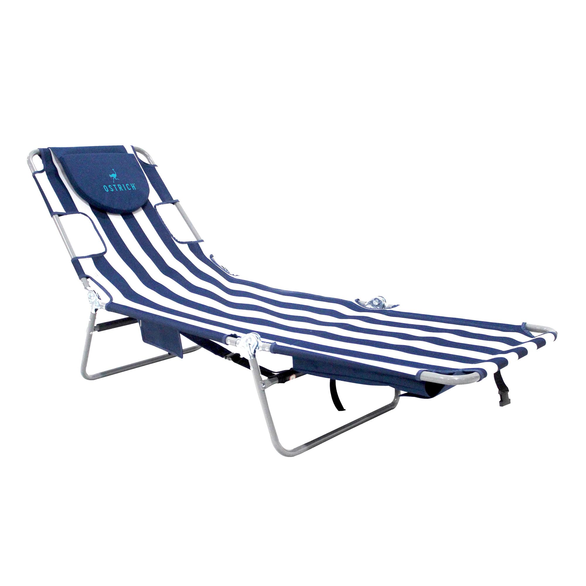 Ostrich Folding Beach Lounge Chair, Reclining Outdoor Chaise Lounger, Teal