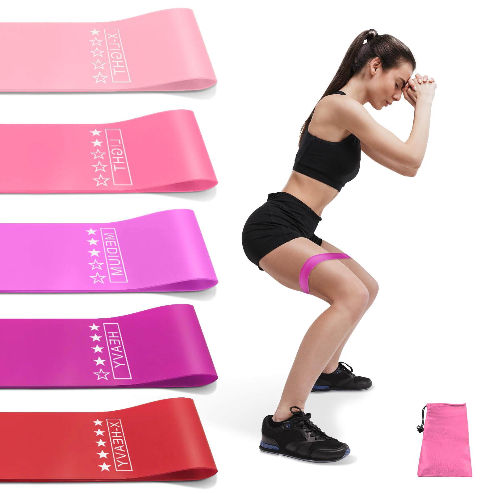 Resistance Bands for Working Out, Exercise Bands Resistance Bands Set with 5 Resistance Levels, Multi-Colored Workout Bands for Indoor and Outdoor Fitness, Leg Strength Training, Rehab, Yoga