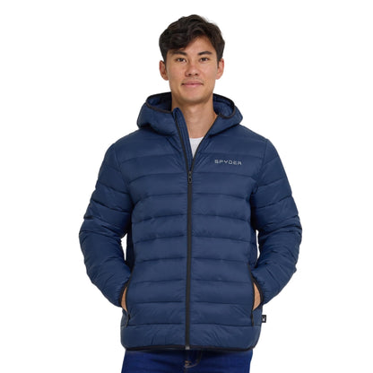Spyder Packable Puffer Jacket Men with Hood, Lightweight Winter Jackets for Men