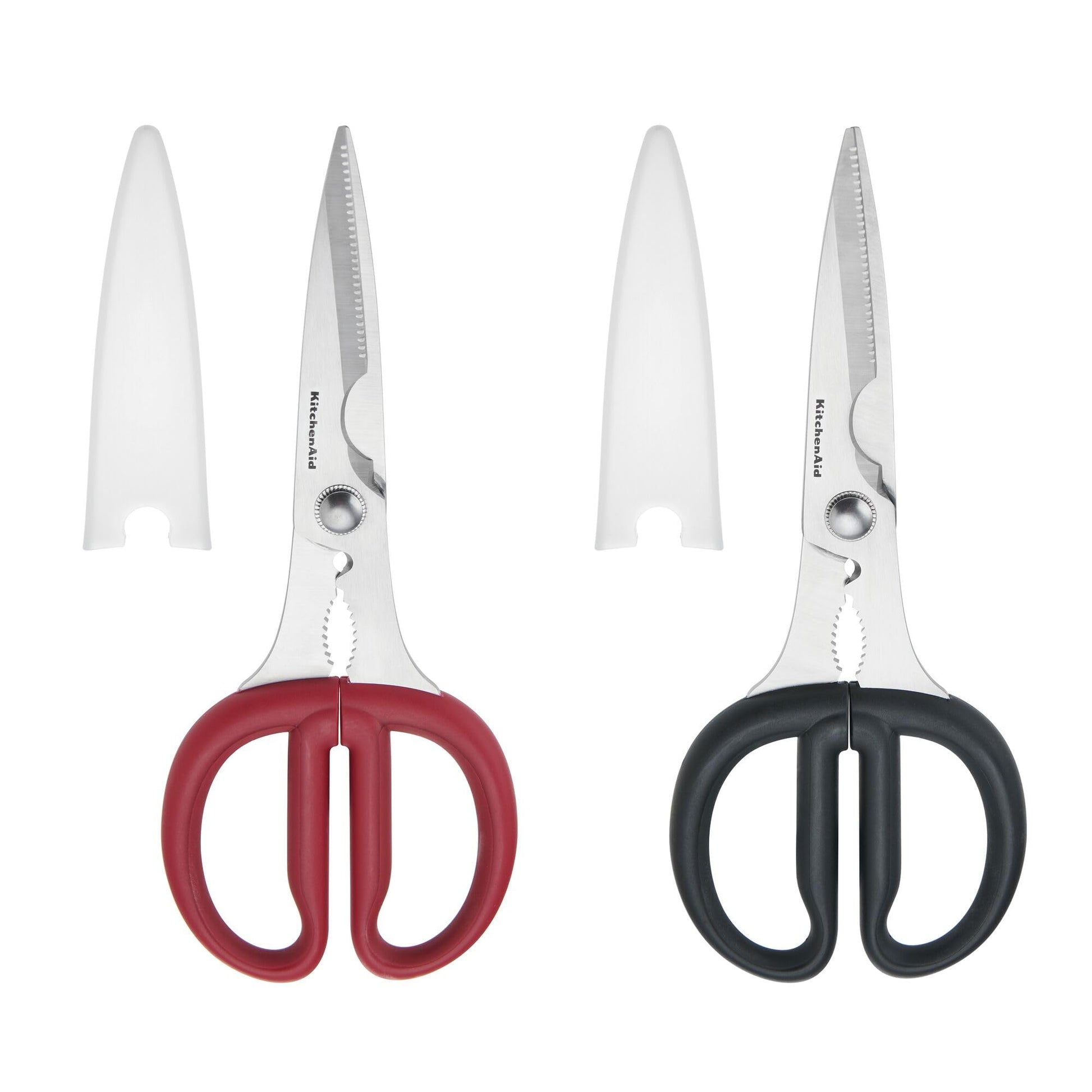 KitchenAid All Purpose Kitchen Shears with Protective Sheath Durable Stainless Steel Scissors, Dishwasher Safe, Soft Grip Comfort Handle, 8.72 Inch, Black