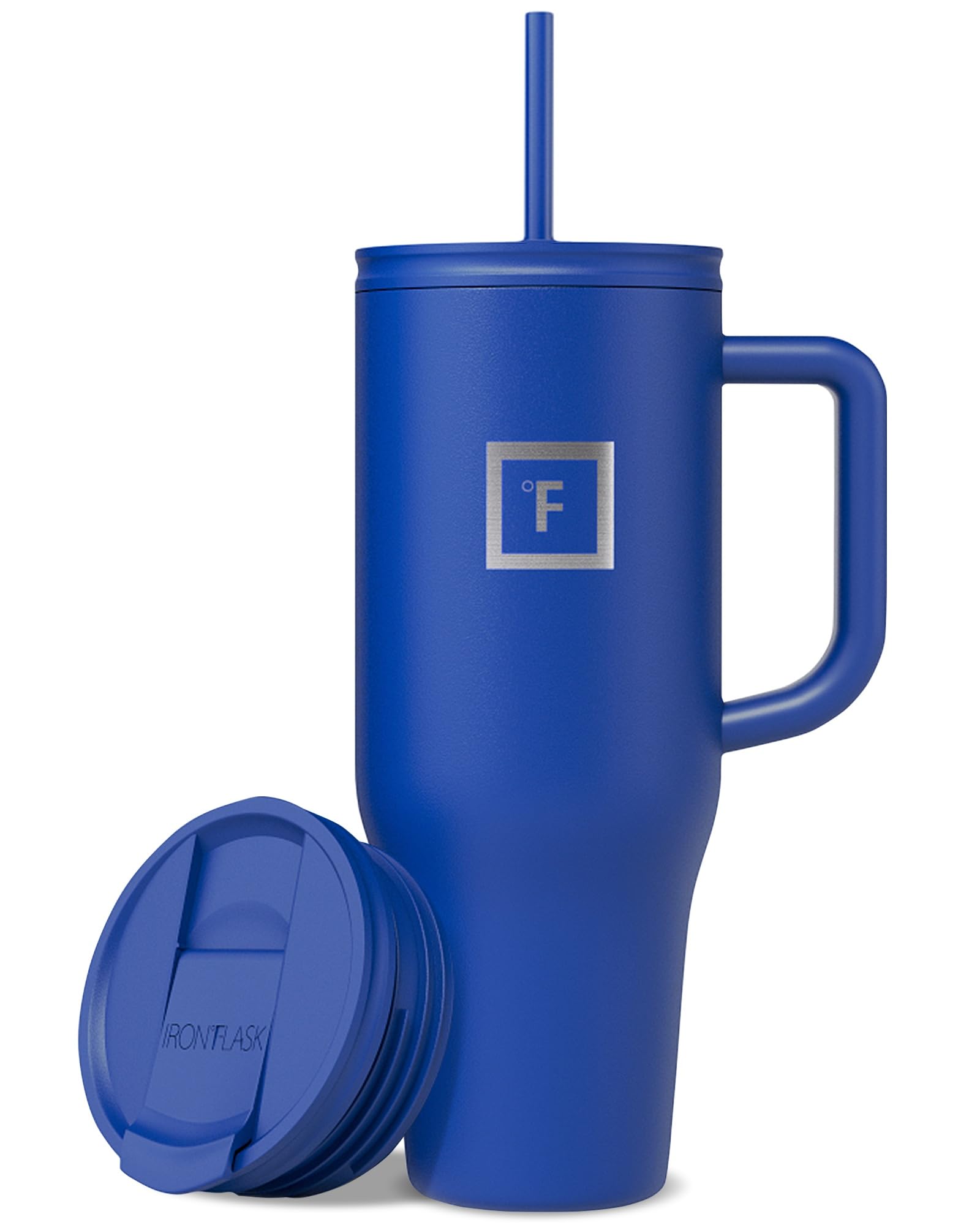 IRON °FLASK Co-Pilot Insulated Mug w/Straw & Flip Cap Lids - Cup Holder Bottle for Hot, Cold Drink - Leak-Proof - Water, Coffee Portable Travel Mug - Aurora, 40 Oz