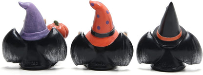 Hodao 3pcs Halloween Gnomes Decorations Handmade Scandinavian Gnome Figurines with Black Wing Boo Halloween Gnomes Figurines Decor Pumpkin Office Table Decorations Gifts