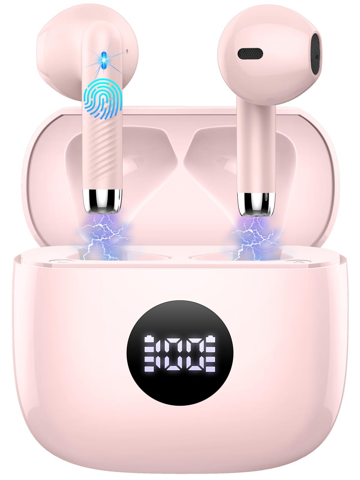 Wireless Earbuds, Bluetooth 5.4 Ear Buds LED Power Display Headphones Bass Stereo, Bluetooth Earbuds in-Ear Noise Cancelling Mic, 40H Playback Mini Case IP7 Waterproof Sports Earphones for Android iOS