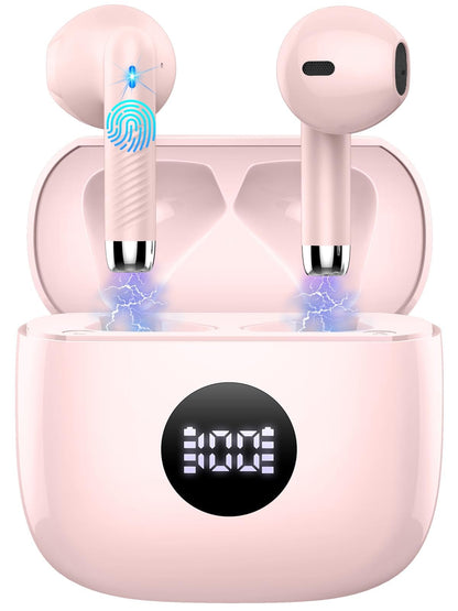 Wireless Earbuds, Bluetooth 5.4 Ear Buds LED Power Display Headphones Bass Stereo, Bluetooth Earbuds in-Ear Noise Cancelling Mic, 40H Playback Mini Case IP7 Waterproof Sports Earphones for Android iOS