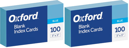 Oxford Blank Color Index Cards, 3" x 5", Blue, 100 Per Pack (7320 BLU)