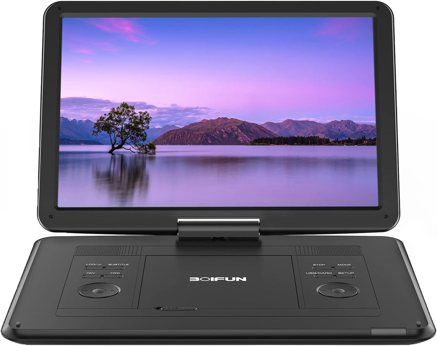 17.5"" Portable DVD Player with 15.6"" Large HD Screen, 6 Hours Rechargeable Battery, Support USB/SD Card/Sync TV and Multiple Disc Formats, High Volume Speaker, Black