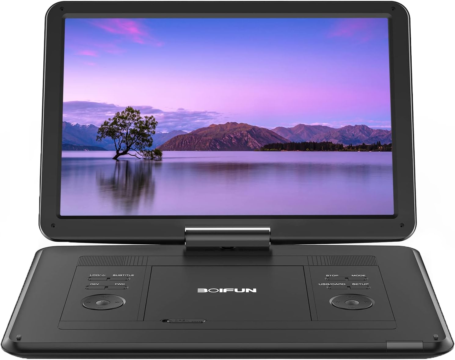 17.5"" Portable DVD Player with 15.6"" Large HD Screen, 6 Hours Rechargeable Battery, Support USB/SD Card/Sync TV and Multiple Disc Formats, High Volume Speaker, Black