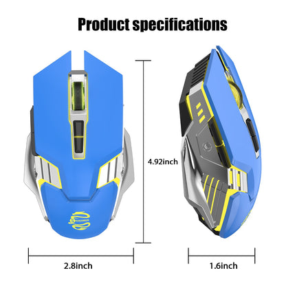 Bluetooth Gaming Mouse, RGB Rechargeable USB Wireless Mouse, Quiet Click, LED Backlit, Ergonomic, with Side Button, 6 Button, DPI Adjustable, Computer Mice for Laptop PC MacBook Chromebook - Grey