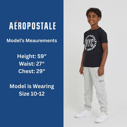 AEROPOSTALE Boys 3 Piece Outfit Set - Fleece Pullover Hoodie, Cargo Sweatpants, T-Shirt, Boys Activewear Set, Sizes 4-12
