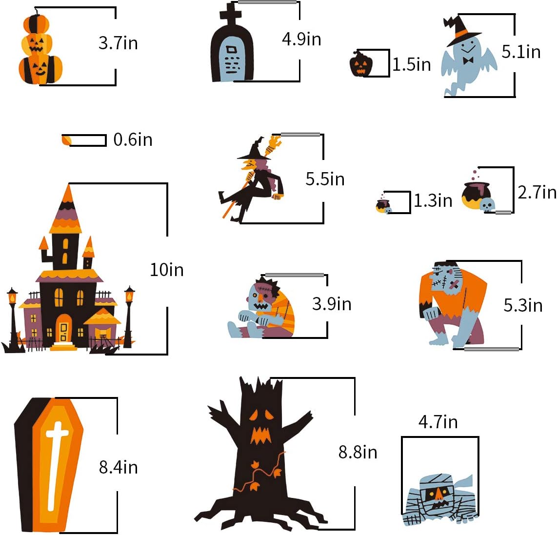 CCINEE Halloween Window Stickers - 10 Sheets Window Clings Decals for Party Decoration, Indoor & Outdoor Home Decor