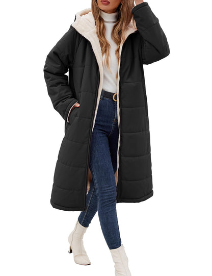 Women Winter Coats Fleece Long Coats Jackets Oversized Warm Down Jacket with Hood