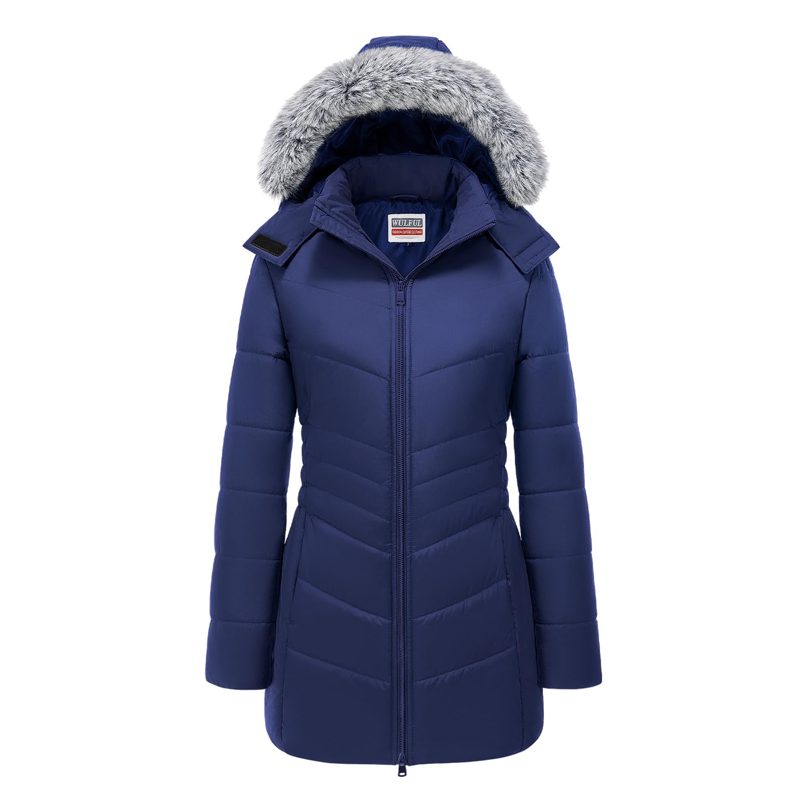 WULFUL Women's Winter Coats Long Warm Thicken Puffer Jackets Outwear With Removable Fur Hood