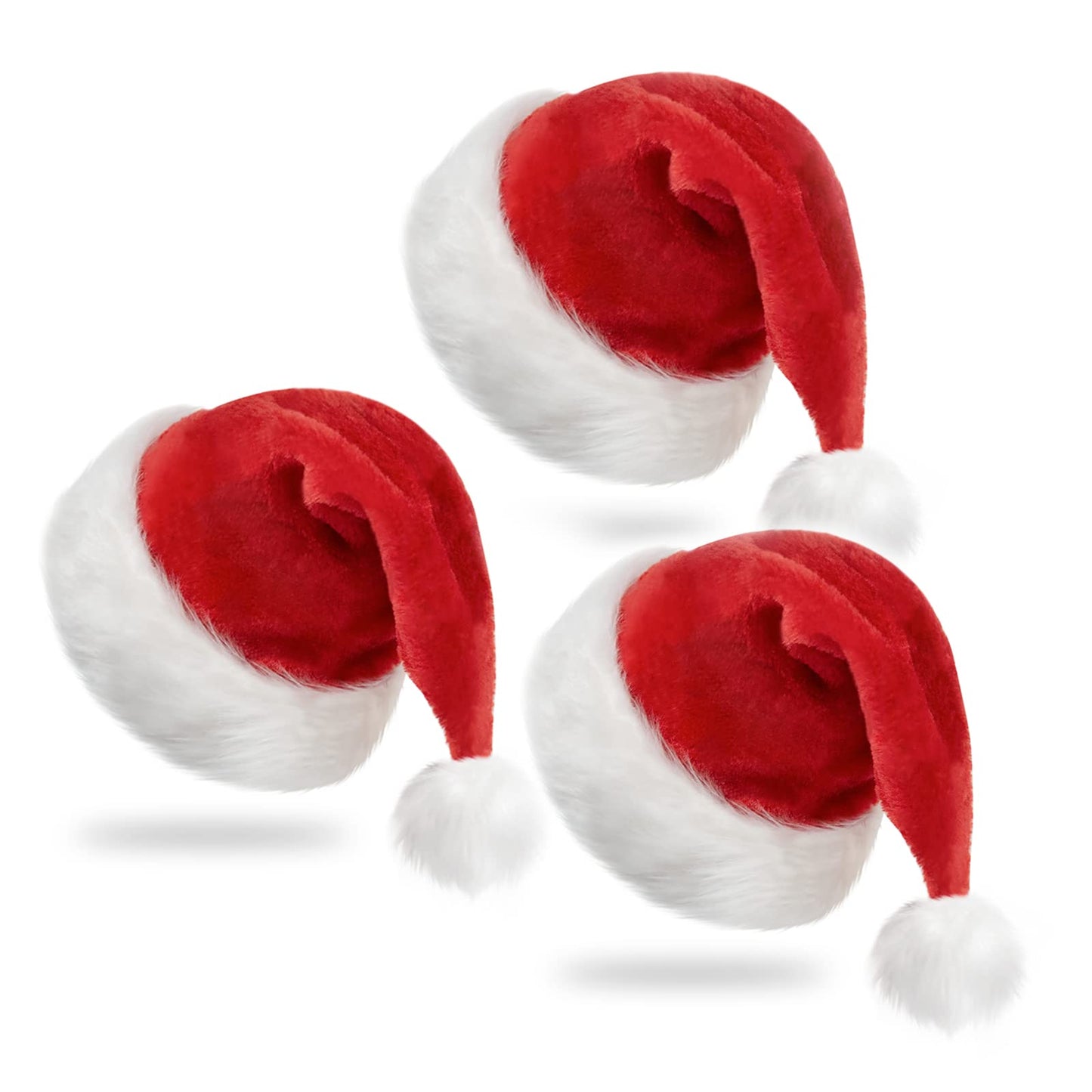 RJVW Christmas Santa Hat for Adults, Thicken Soft Velvet Comfort Classic Santa Claus Hat for New Year Party Headwear Holiday