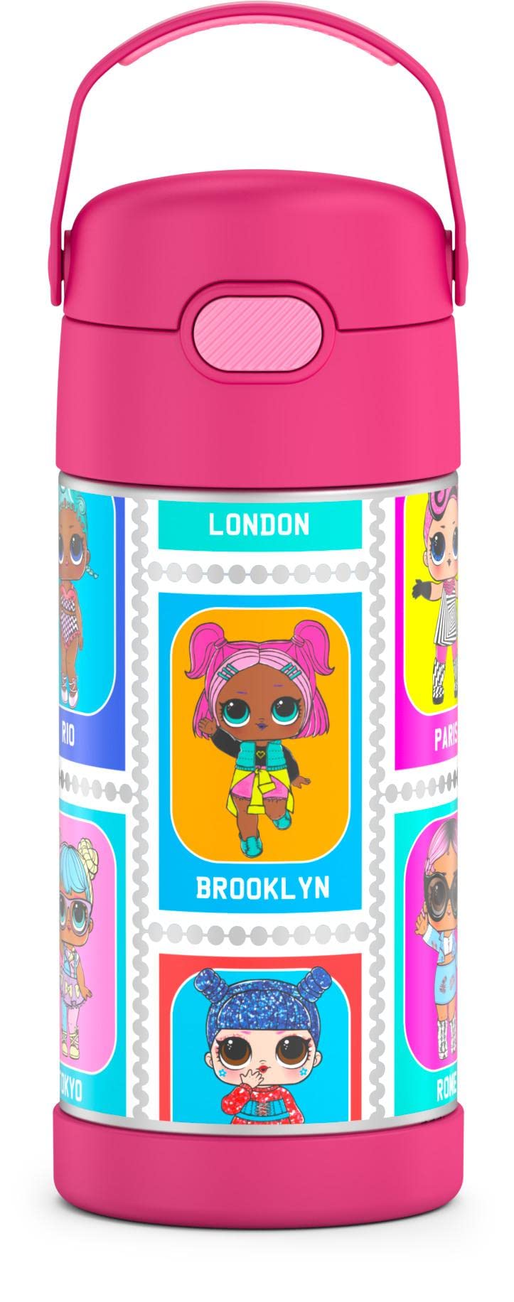 THERMOS FUNTAINER Water Bottle with Straw - 12 Ounce - Kids Stainless Steel Vacuum Insulated Water Bottle with Lid, Minecraft