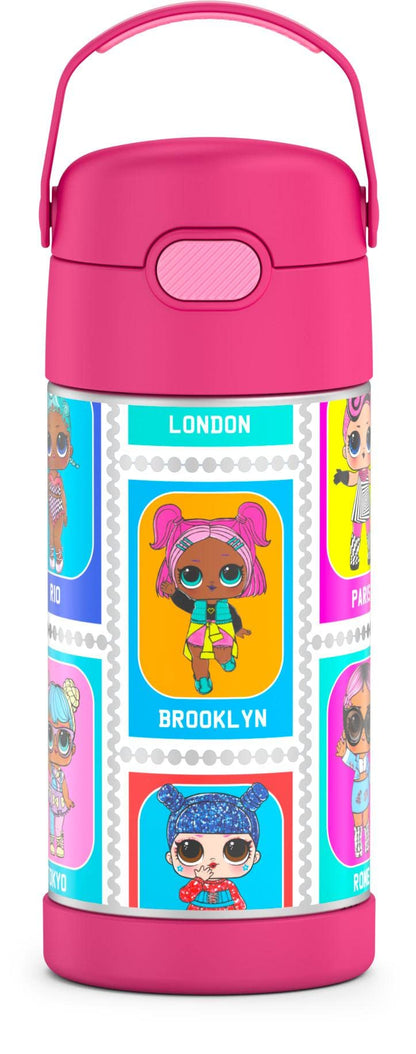 THERMOS FUNTAINER Water Bottle with Straw - 12 Ounce - Kids Stainless Steel Vacuum Insulated Water Bottle with Lid, Minecraft