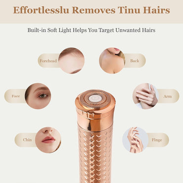 Facial Hair Removal for Women, Rechargeable Hair Removal Device, Painless Face Electric Razor/Shaver for Lip, Arms, Face, Peach Fuzz (Gold)