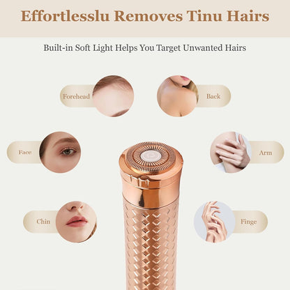 Facial Hair Removal for Women, Rechargeable Hair Removal Device, Painless Face Electric Razor/Shaver for Lip, Arms, Face, Peach Fuzz (Gold)