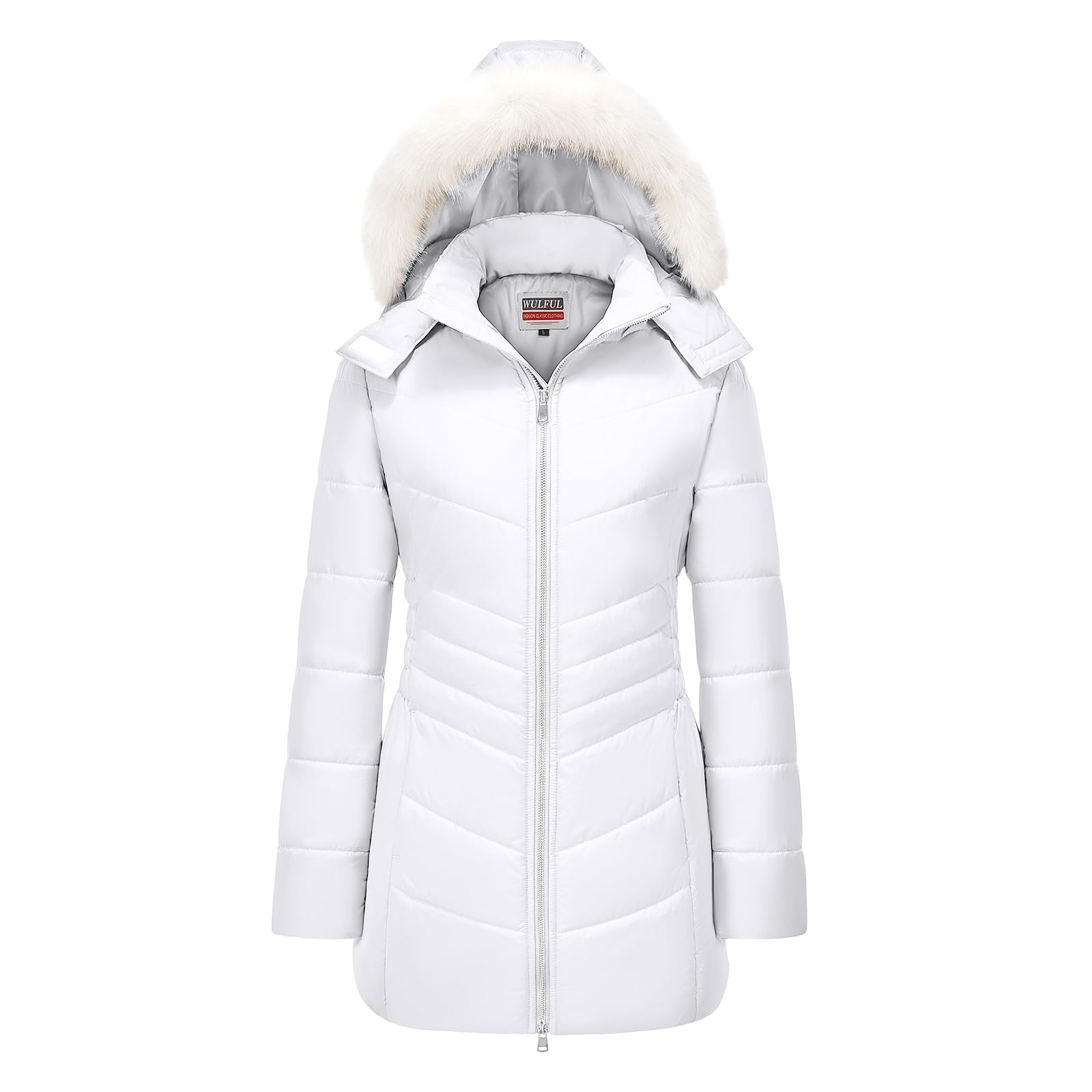 WULFUL Women's Winter Coats Long Warm Thicken Puffer Jackets Outwear With Removable Fur Hood