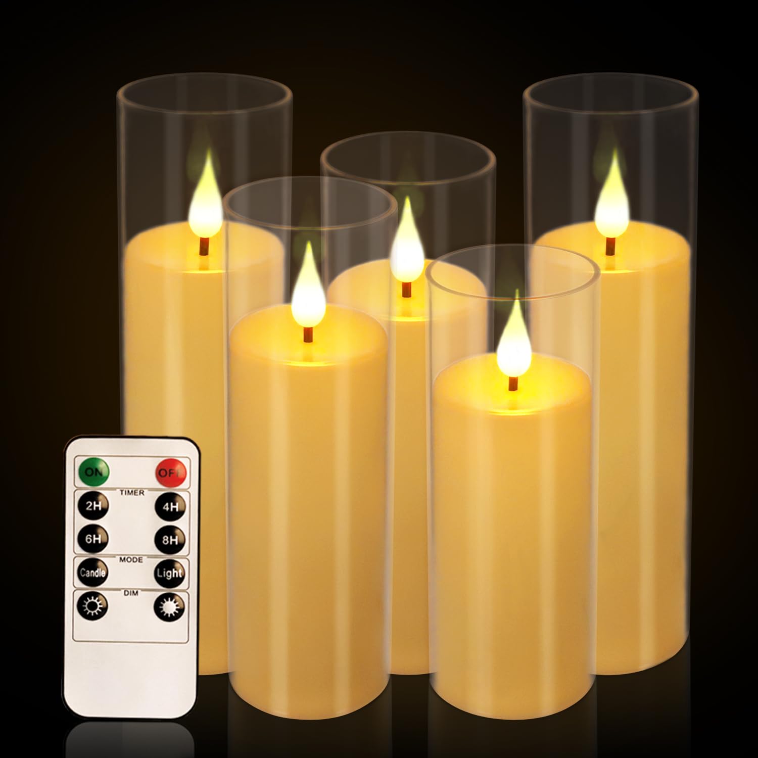 Set of 24 Waterproof Outdoor Flameless Candles, LED Candles with 4 Remote and Timer,(H 4" 5" 6" x D 2.2"),for Halloween Wedding Festiv