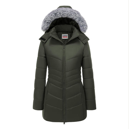 WULFUL Women's Winter Coats Long Warm Thicken Puffer Jackets Outwear With Removable Fur Hood