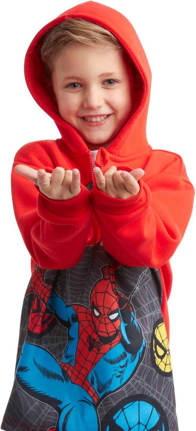Marvel Boys Spiderman Hoodie - Captain America Spidey Iron Man Hulk Quarter Zip Sweatshirt Graphic Hoodies for Toddler & Kid