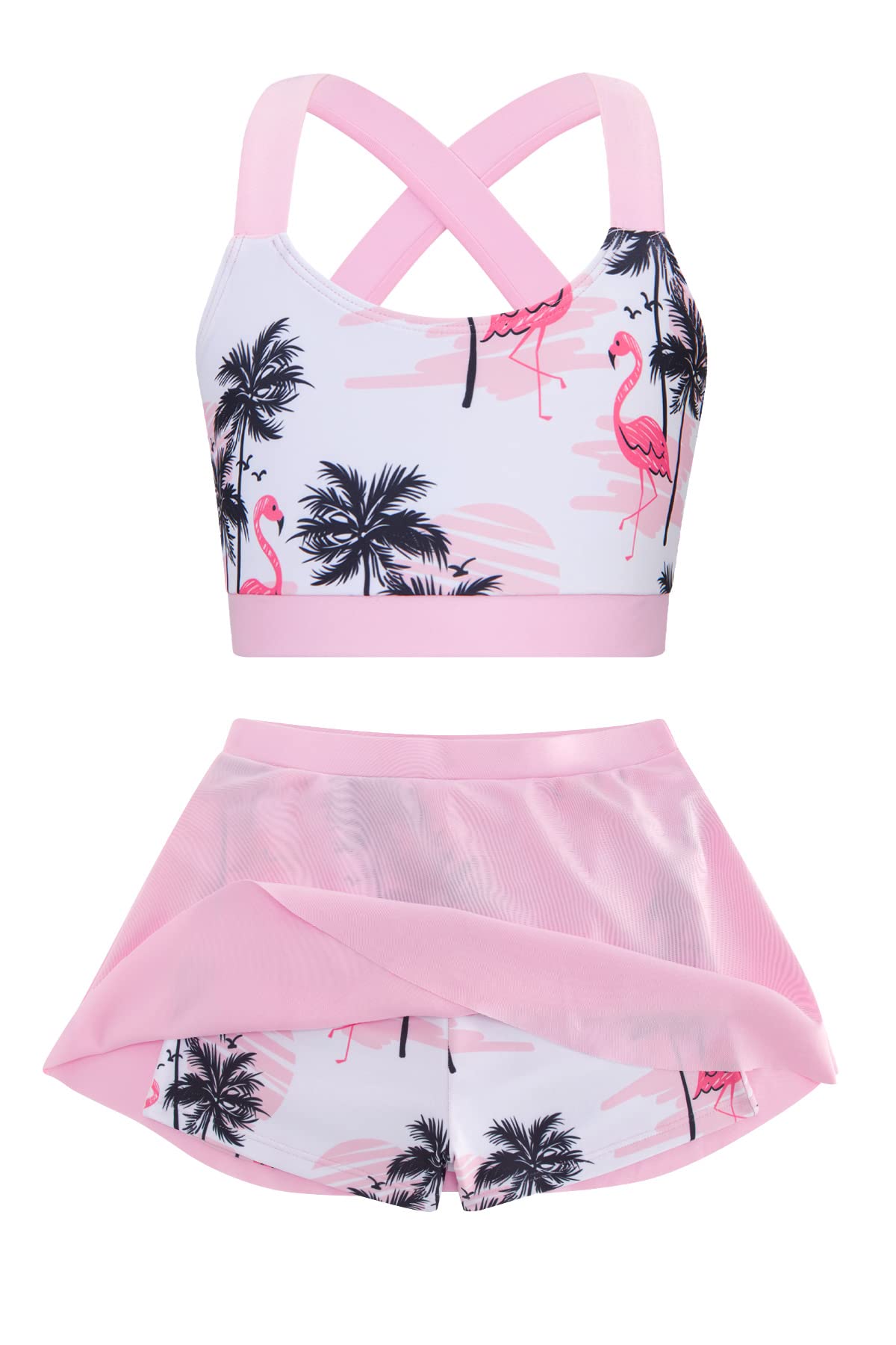 Cutemile Little Girls Two Piece Tankini Swimsuit Summer Boyshort Bathing Suit Beach Rash Guard Swimwear 6-13 Years