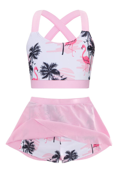 Cutemile Little Girls Two Piece Tankini Swimsuit Summer Boyshort Bathing Suit Beach Rash Guard Swimwear 6-13 Years