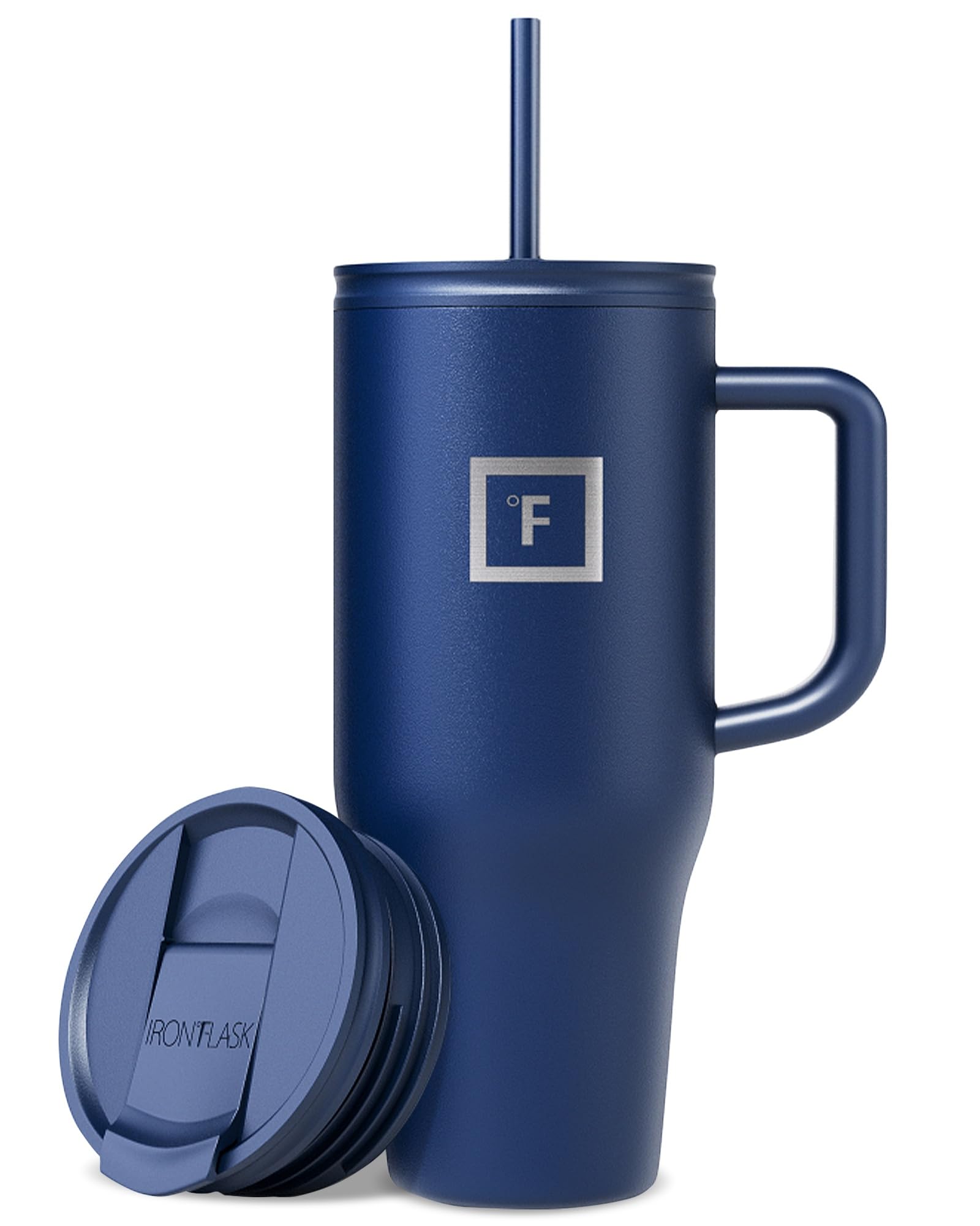 IRON °FLASK Co-Pilot Insulated Mug w/Straw & Flip Cap Lids - Cup Holder Bottle for Hot, Cold Drink - Leak-Proof - Water, Coffee Portable Travel Mug - Aurora, 40 Oz