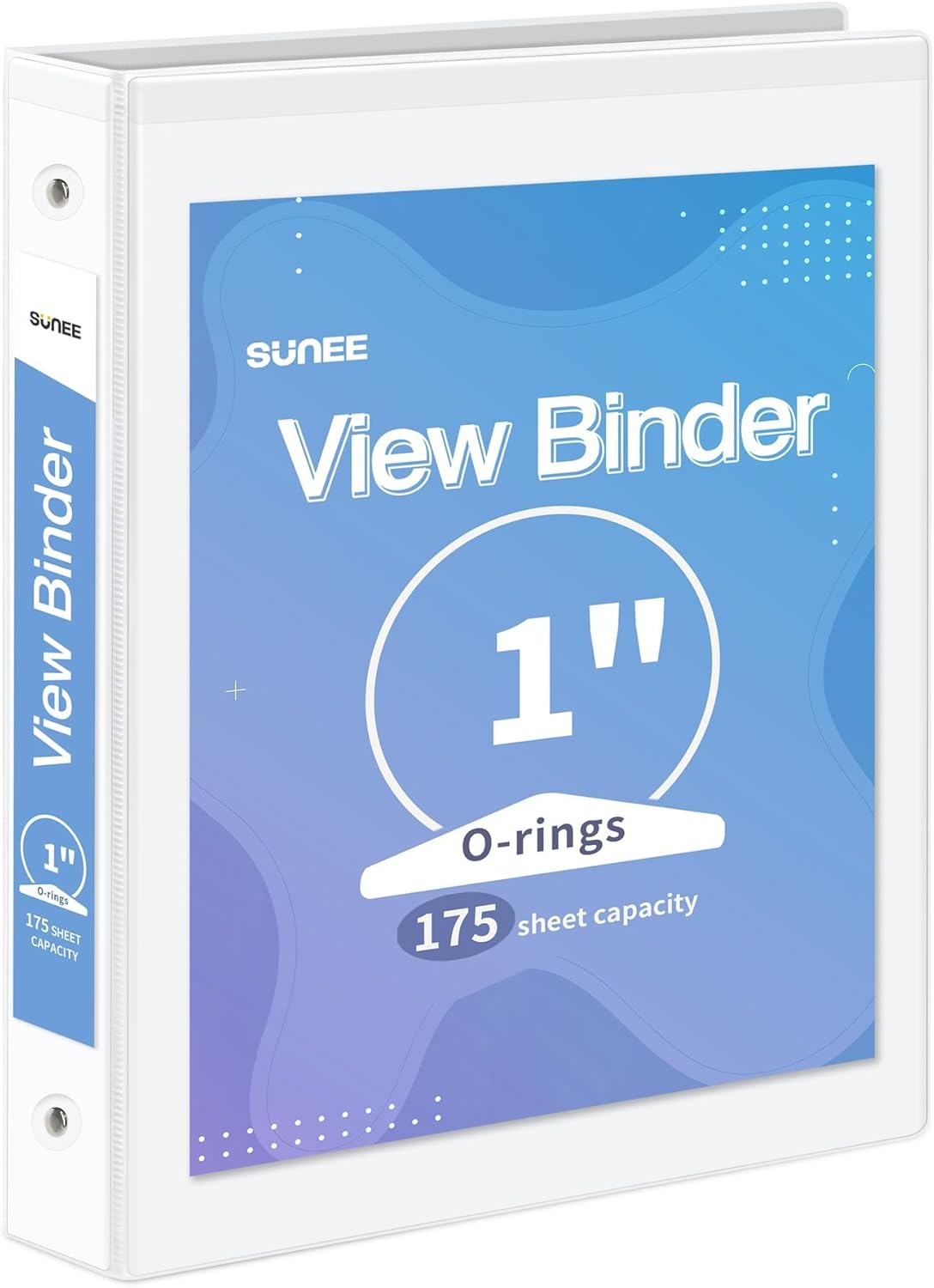 SUNEE 3 Ring Binder 1 Inch 1 Pack, Clear View Binder Three Ring PVC-Free (Fit 8.5x11 Inches) for School or Office Supplies, White