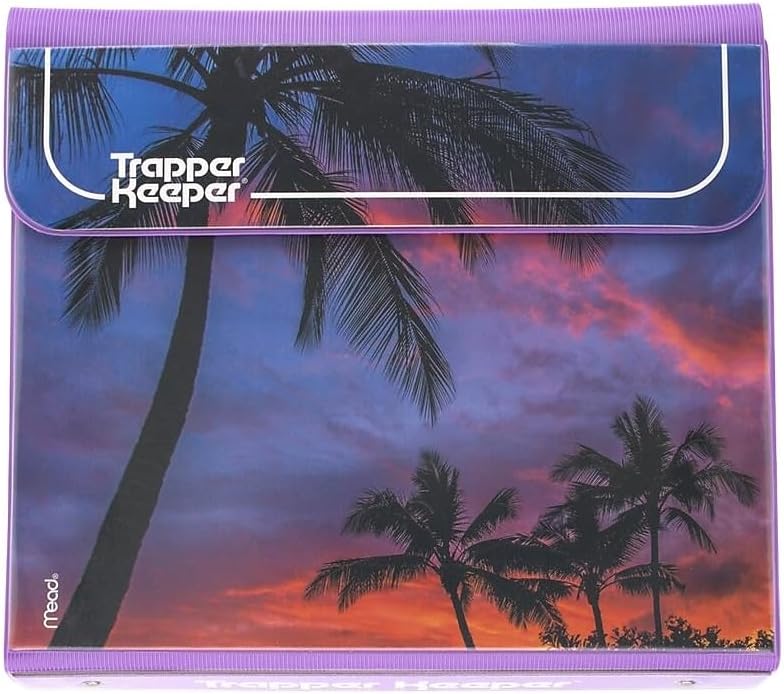 Mead Trapper Keeper Binder, Retro Design, 1 Inch Binder with Folders and Pockets, Holds 8-1/2" x 11" Paper, Palm Trees (260038FDE1-ECM)