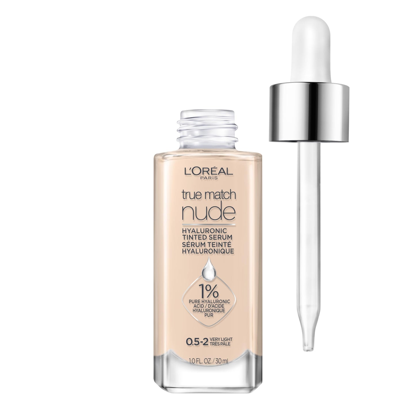 L'Oreal Paris True Match Nude Hyaluronic Tinted Serum Foundation with 1% Hyaluronic acid, Medium 4-5, 1 fl. oz.