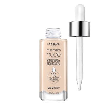 L'Oreal Paris True Match Nude Hyaluronic Tinted Serum Foundation with 1% Hyaluronic acid, Medium 4-5, 1 fl. oz.