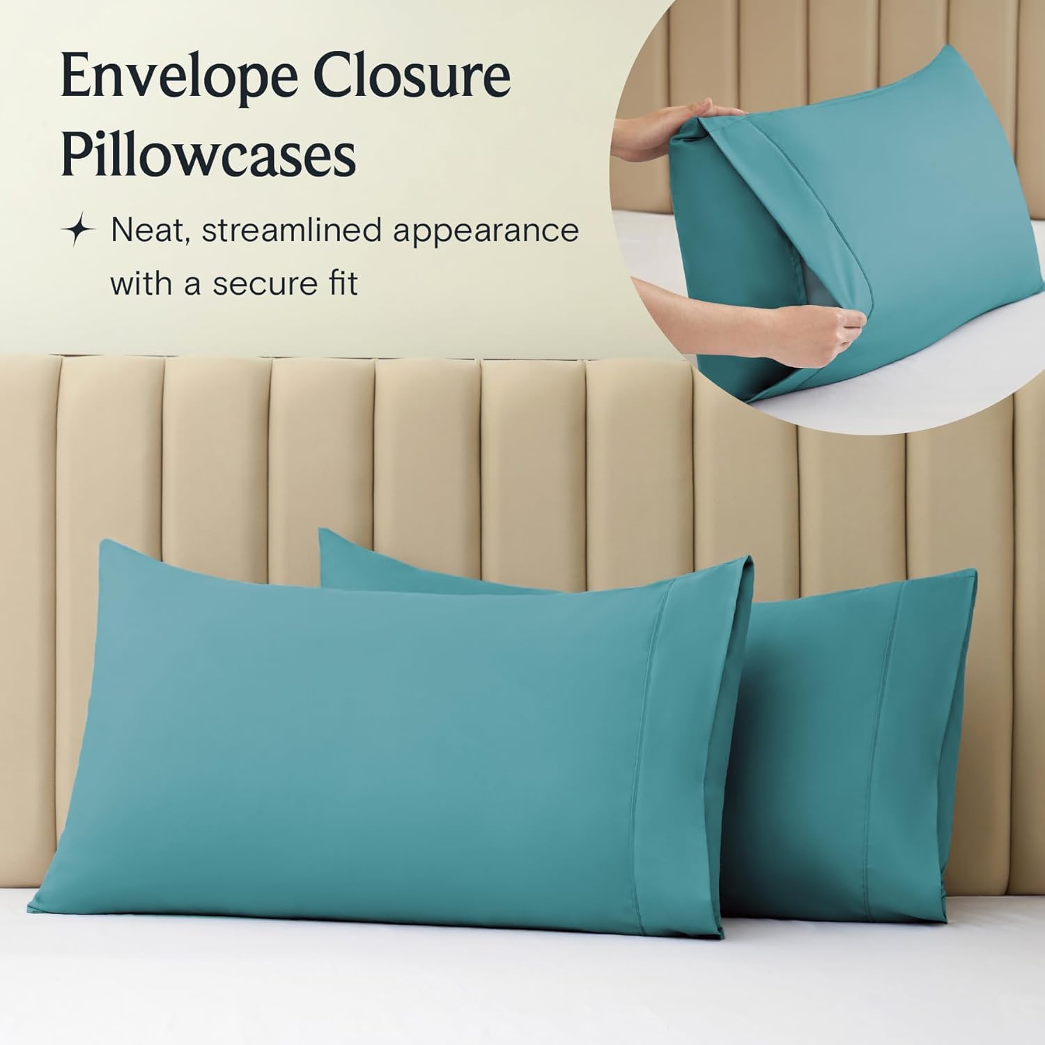 LuxClub 4 PC Queen Sheet Set, Breathable Luxury Bed Sheets, Deep Pockets Wrinkle Free Cooling Sheets Machine Washable Hotel Bedding Silky Soft - Teal Queen