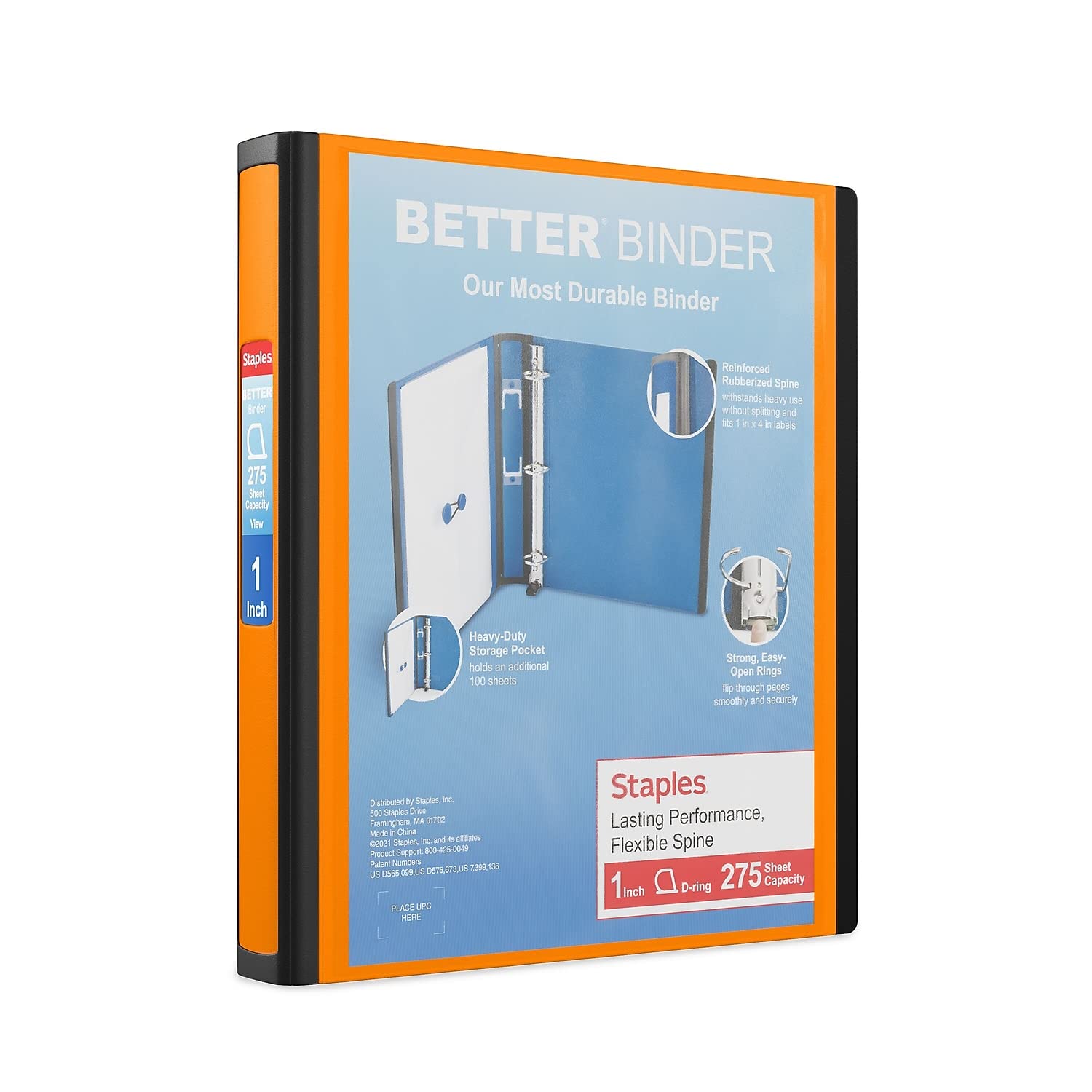 STAPLES 3 Inch BetterView Binder with D-Rings (Teal)