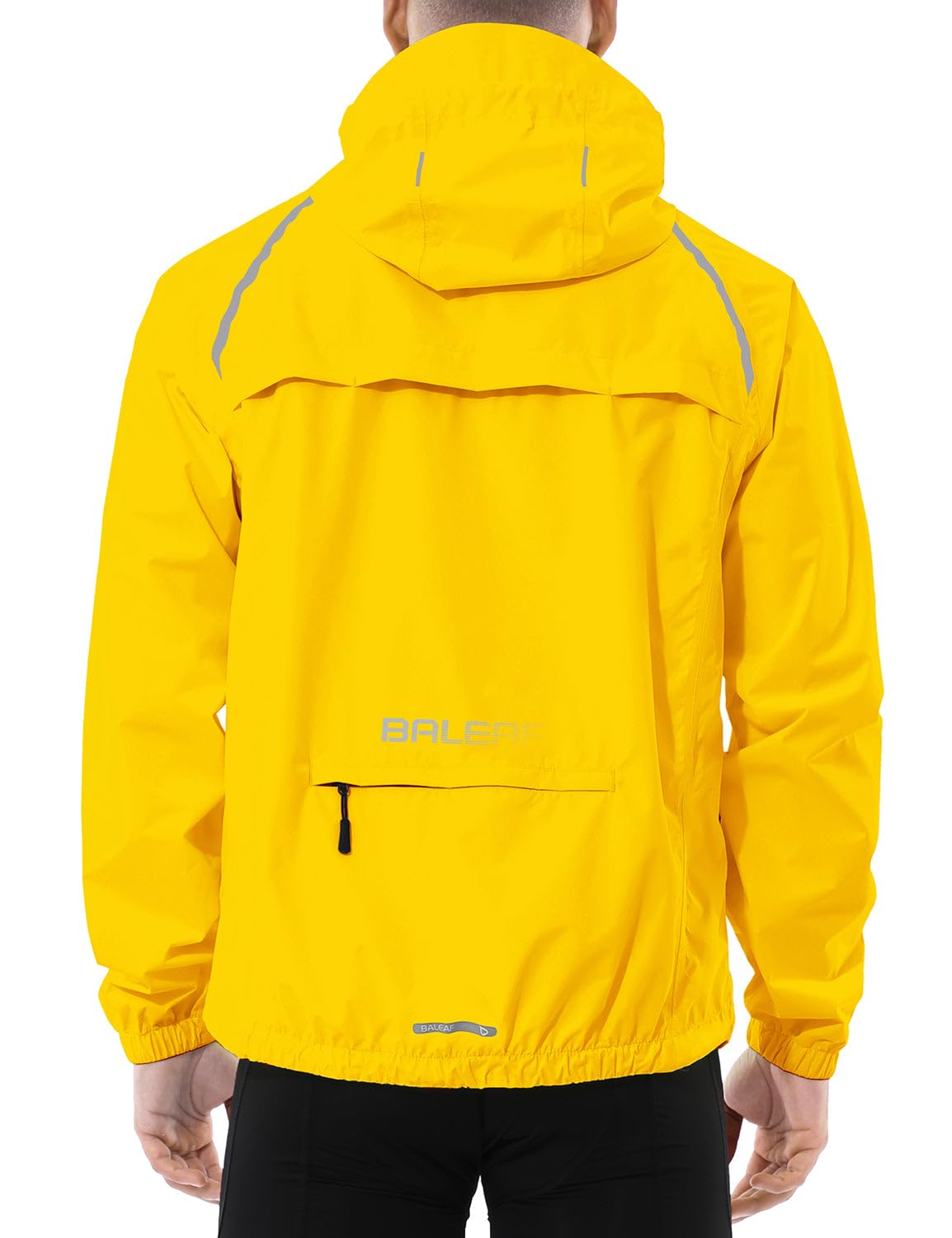baleaf Men's Rain Jacket Waterproof Windbreaker Running Cycling Golf Hiking Gear Hood Lightweight Reflective Packable